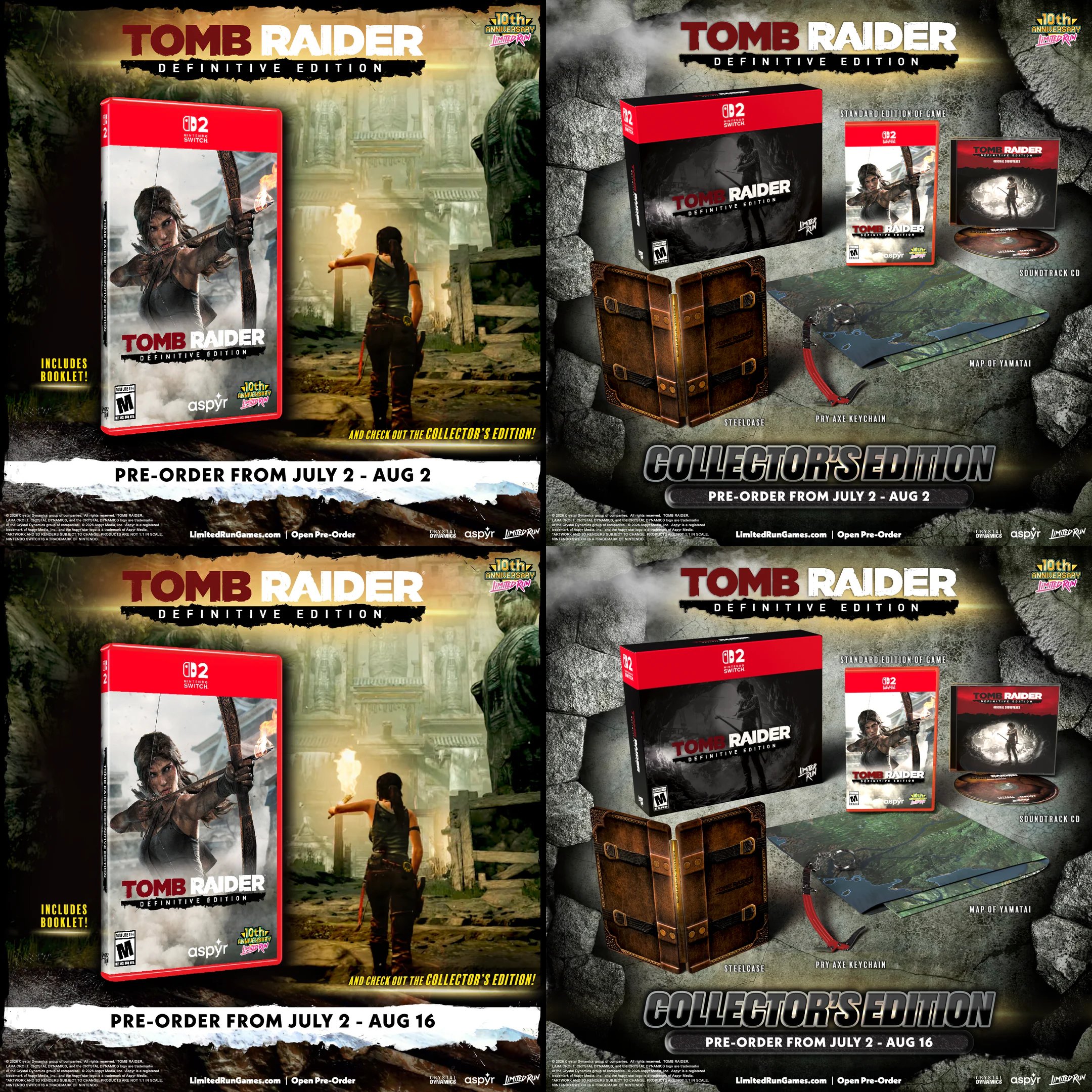 Portada de la edición física de Tomb Raider 2013 para Nintendo Switch 2 de Limited Run Games