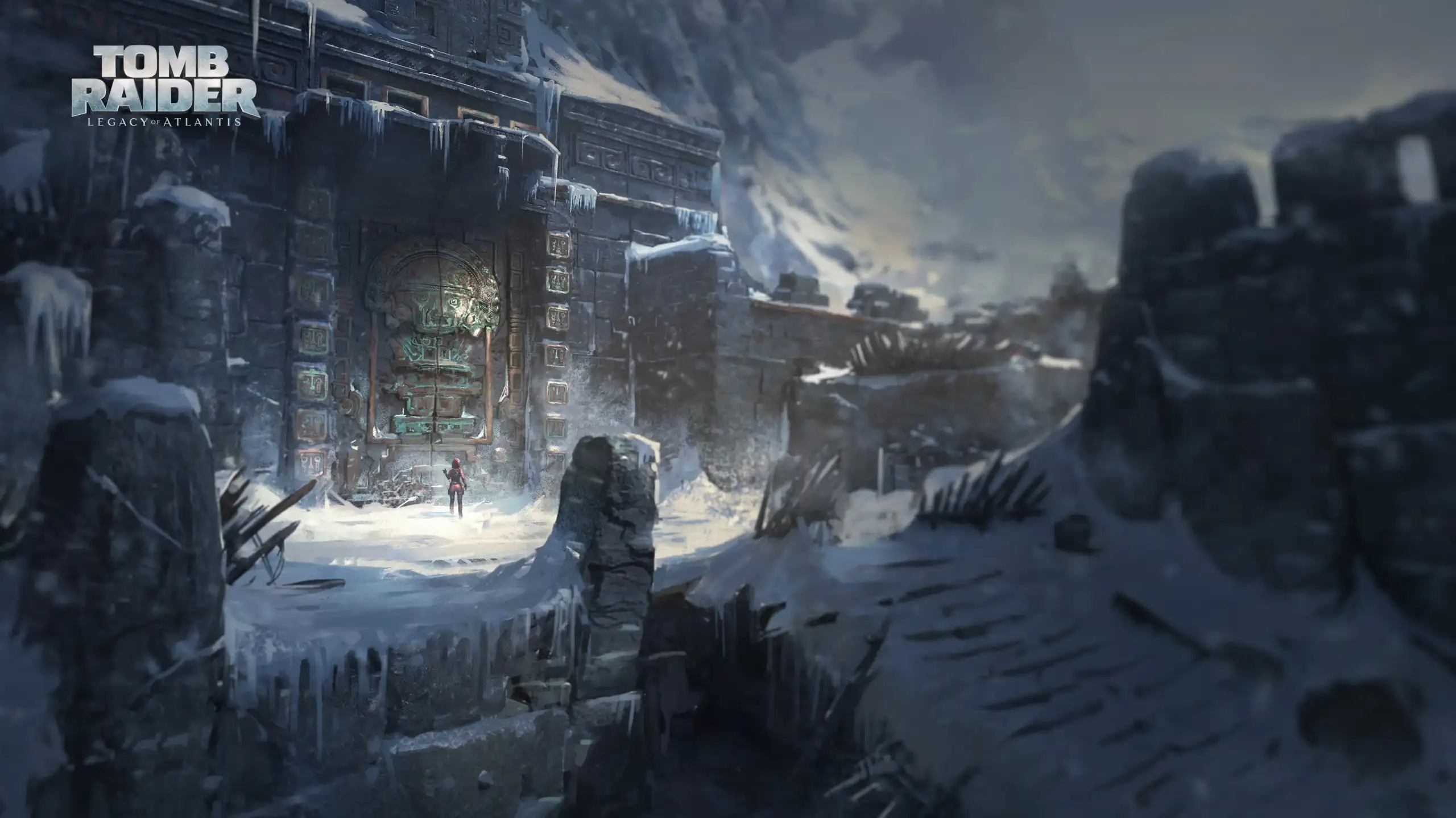 Entrada exterior a Vilcabamba en las montañas nevadas en Tomb Raider Legacy of Atlantis