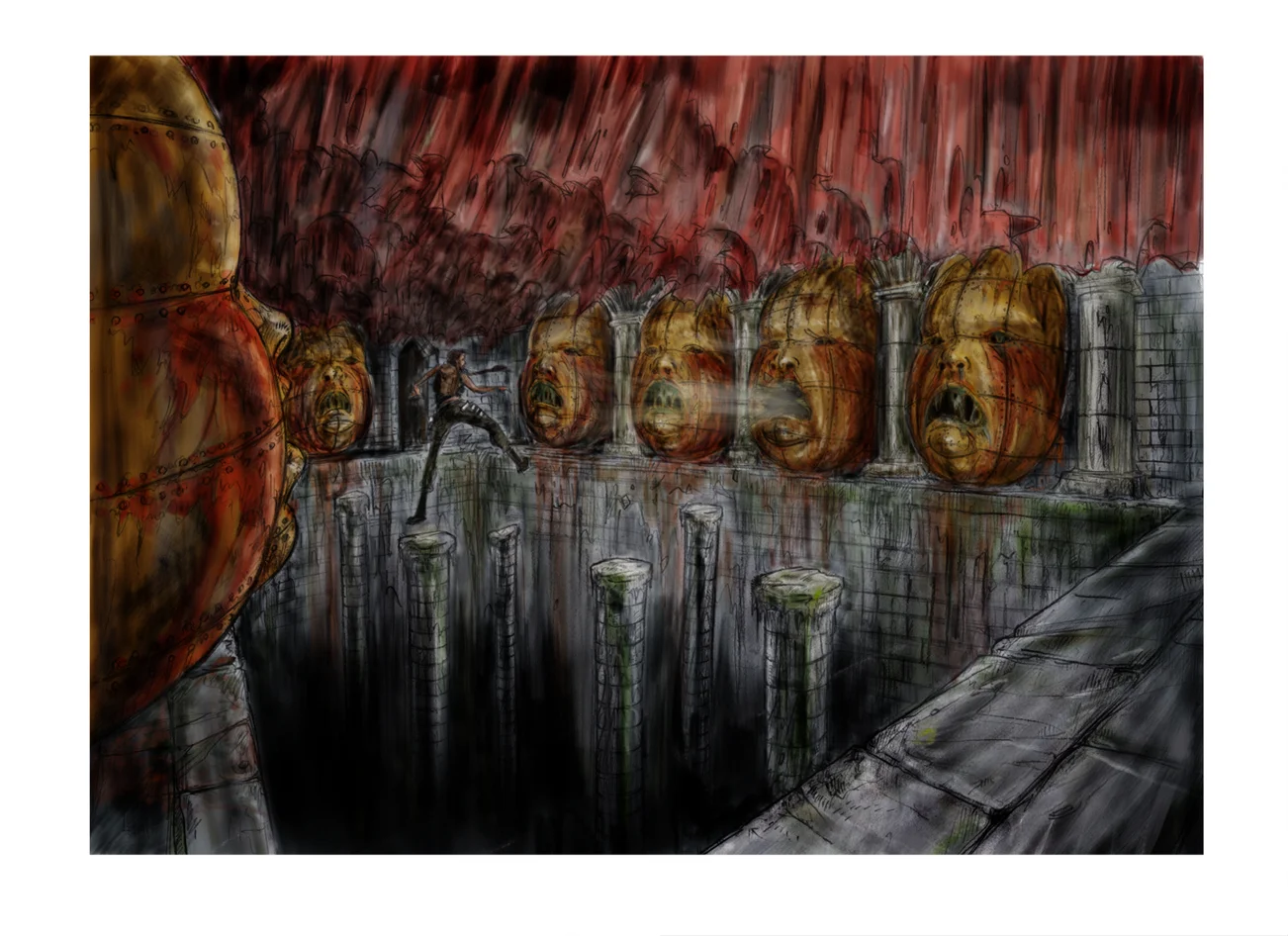Arte conceptual gótico de las catacumbas de París para Tomb Raider The Angel of Darkness