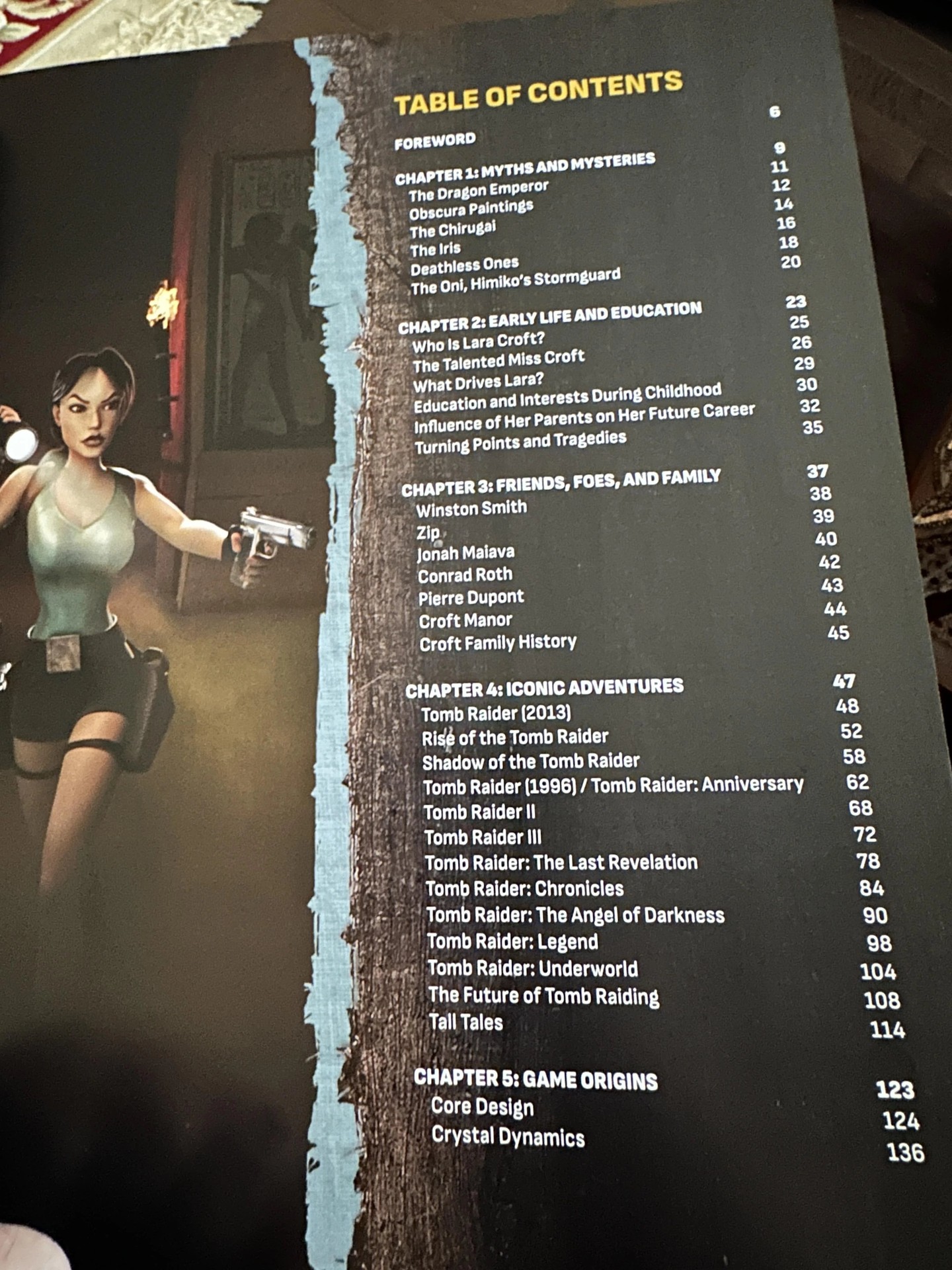 Índice de contenidos del libro Chronicles of the Tomb Raider analizado en el Diario del Explorador