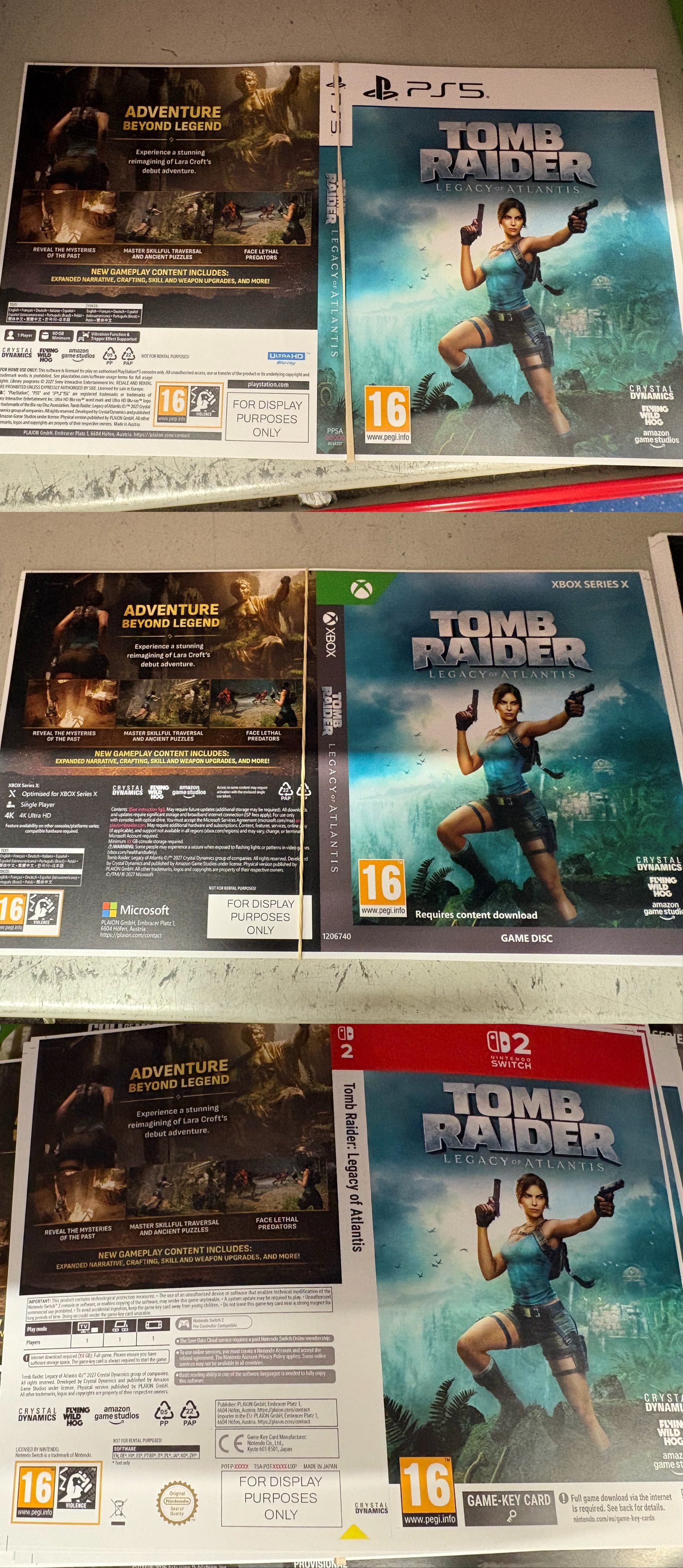 Carátulas físicas de Tomb Raider Legacy of Atlantis para PS5, Xbox y Switch 2 en el Diario del Explorador