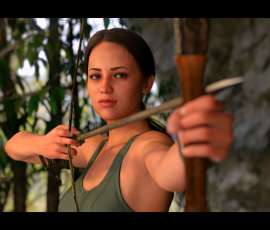 Alicia Vikander caracterizada como Lara Croft en la película Tomb Raider de 2018