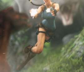 Figura de colección oficial de NECA de Lara Croft en Tomb Raider Anniversary