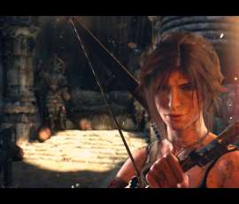 Lara Croft explorando la tumba ancestral de la Reina del Sol Himiko en Yamatai