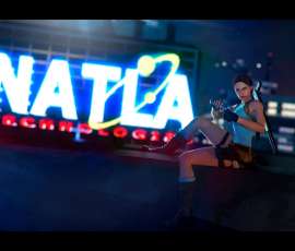 Jacqueline Natla mostrando su tecnología atlante en Tomb Raider Anniversary