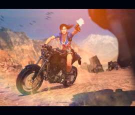Lara Croft con atuendo Biker de motera en Tomb Raider Legend